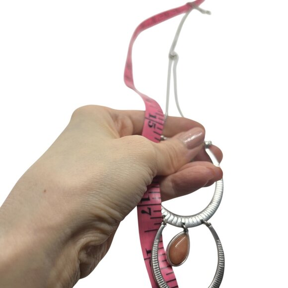 LUCKY BRAND PINK GEM STONE MOTHER OF PEARL CASCADING PENDANT NECKLACE STATEMENT - Picture 15 of 16